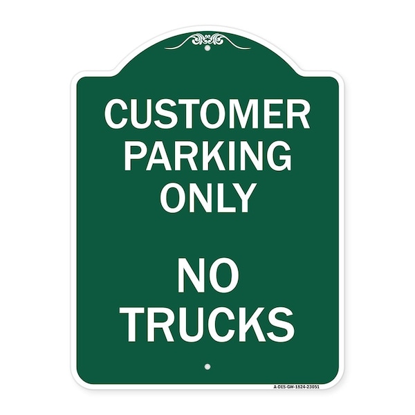 Signmission Reserved Parking Sign Customer Parking No Trucks, Green & White Alum Sign, 18" x 24", GW-1824-23051 A-DES-GW-1824-23051 - main